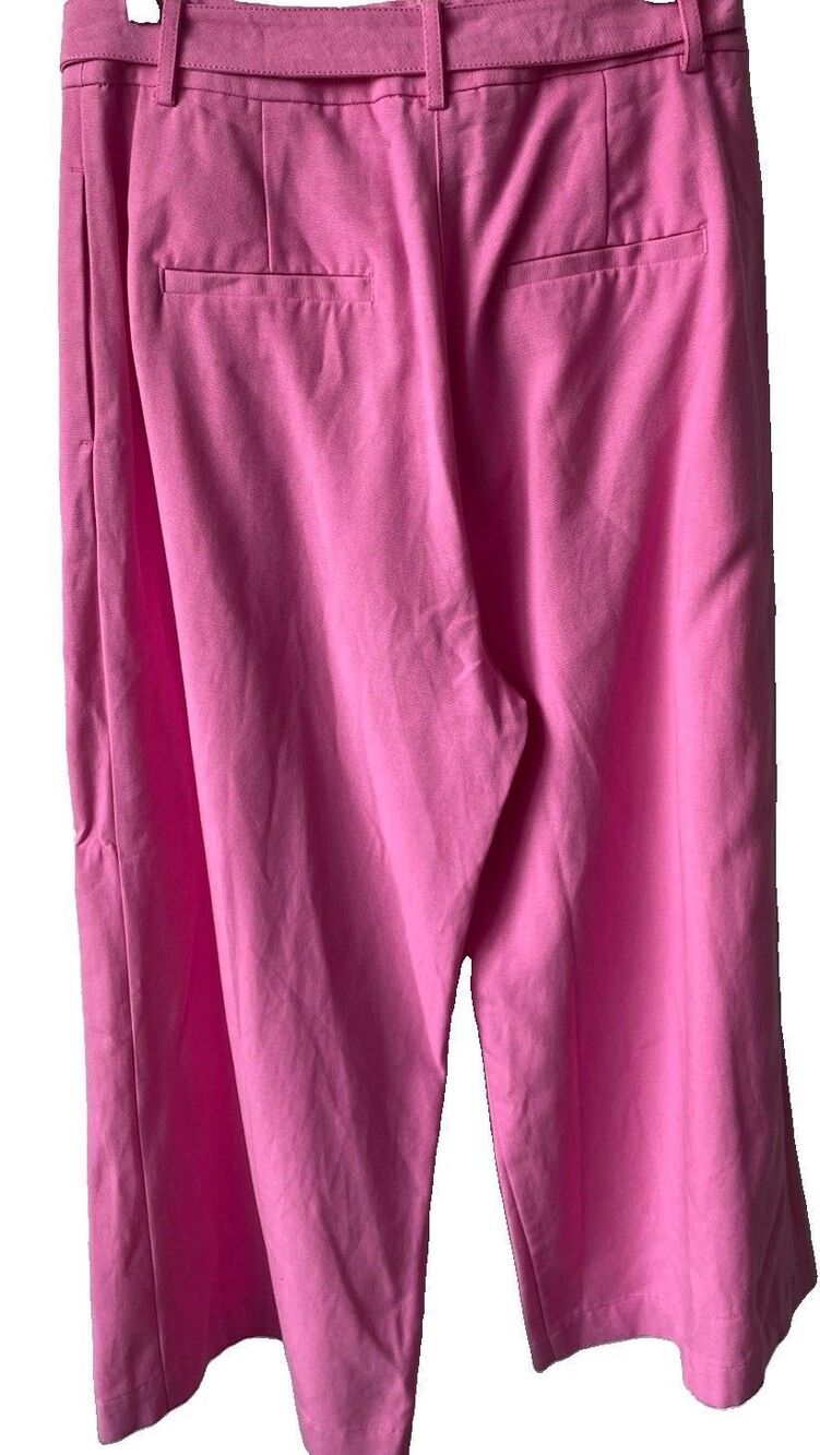Farm Rio Tailored Wide Leg Pants trousers Belted in Pink Medium New - Picture 7 of 8